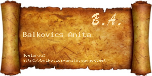 Balkovics Anita névjegykártya